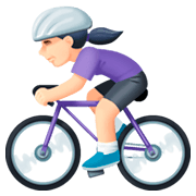 🚴🏻‍♀️ Emoji Mujer En Bicicleta: Tono De Piel Claro en Facebook 3.0.