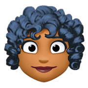 👩🏾‍🦱 Emoji Frau: mitteldunkle Hautfarbe, lockiges Haar Facebook 3.0.