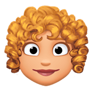 👩🏼‍🦱 Emoji Frau: mittelhelle Hautfarbe, lockiges Haar Facebook 3.0.