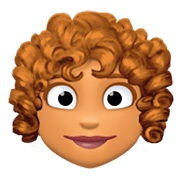 👩🏽‍🦱 Emoji Frau: mittlere Hautfarbe, lockiges Haar Facebook 3.0.
