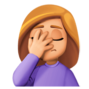 🤦🏼‍♀️ Emoji sich an den Kopf fassende Frau: mittelhelle Hautfarbe Facebook 3.0.
