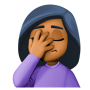 🤦🏾‍♀️ Emoji sich an den Kopf fassende Frau: mitteldunkle Hautfarbe Facebook 3.0.