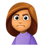 🙍🏽‍♀️ Emoji missmutige Frau: mittlere Hautfarbe Facebook 3.0.