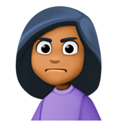 🙍🏾‍♀️ Emoji missmutige Frau: mitteldunkle Hautfarbe Facebook 3.0.