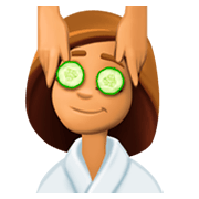 💆🏽‍♀️ Emoji Frau, die eine Kopfmassage bekommt: mittlere Hautfarbe Facebook 3.0.