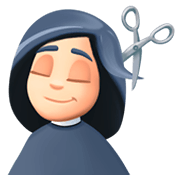 💇🏻‍♀️ Emoji Mujer Cortándose El Pelo: Tono De Piel Claro en Facebook 3.0.