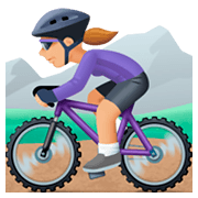 🚵🏼‍♀️ Emoji Mountainbikerin: mittelhelle Hautfarbe Facebook 3.0.