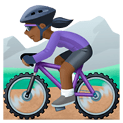 🚵🏿‍♀️ Emoji Mujer En Bicicleta De Montaña: Tono De Piel Oscuro en Facebook 3.0.