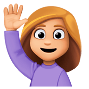 🙋🏼‍♀️ Emoji Frau mit erhobenem Arm: mittelhelle Hautfarbe Facebook 3.0.