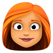 👩🏽‍🦰 Emoji Frau: mittlere Hautfarbe, rotes Haar Facebook 3.0.