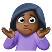 🤷🏿‍♀️ Emoji schulterzuckende Frau: dunkle Hautfarbe Facebook 3.0.