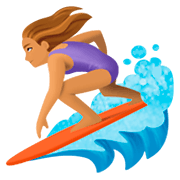 Émoji 🏄🏽‍♀️ Surfeuse : Peau Légèrement Mate sur Facebook 3.0.