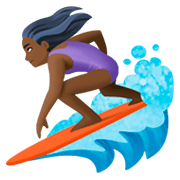🏄🏿‍♀️ Emoji Mujer Haciendo Surf: Tono De Piel Oscuro en Facebook 3.0.