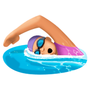 🏊🏼‍♀️ Emoji Mujer Nadando: Tono De Piel Claro Medio en Facebook 3.0.