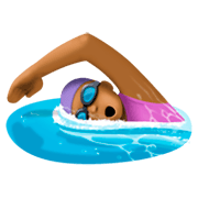 🏊🏾‍♀️ Emoji Mujer Nadando: Tono De Piel Oscuro Medio en Facebook 3.0.
