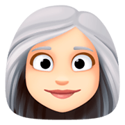 👩🏻‍🦳 Emoji Frau: helle Hautfarbe, weißes Haar Facebook 3.0.