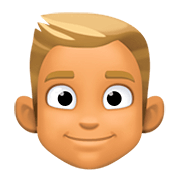 👱🏽‍♂️ Emoji Mann: mittlere Hautfarbe, blond Facebook 4.0.