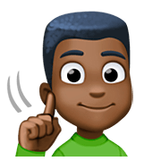Emoji 🧏🏿‍♂️ Uomo Con Problemi Di Udito: Carnagione Scura su Facebook 4.0.