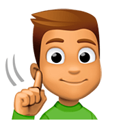 Emoji 🧏🏽‍♂️ Uomo Con Problemi Di Udito: Carnagione Olivastra su Facebook 4.0.
