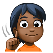 Emoji 🧏🏿 Persona Con Problemi Di Udito: Carnagione Scura su Facebook 4.0.