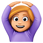 🙆🏼 Emoji Person mit Händen auf dem Kopf: mittelhelle Hautfarbe Facebook 4.0.