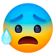 Emoji 😰 Faccina Blu Sudata su Facebook 4.0.