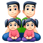 👨🏻‍👨🏻‍👧🏻‍👧🏻 Emoji Familie - Mann, Mann, Mädchen, Mädchen: helle Hautfarbe Facebook 4.0.