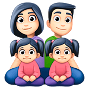 👨🏻‍👩🏻‍👧🏻‍👧🏻 Emoji Familie - Mann, Frau, Mädchen, Mädchen: helle Hautfarbe Facebook 4.0.