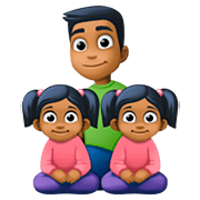 👨🏾‍👧🏾‍👧🏾 Emoji Familie - Mann, Mädchen, Mädchen: mitteldunkle Hautfarbe Facebook 4.0.
