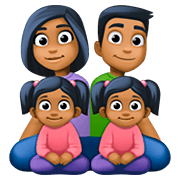 👨🏾‍👩🏾‍👧🏾‍👧🏾 Emoji Familie - Mann, Frau, Mädchen, Mädchen: mitteldunkle Hautfarbe Facebook 4.0.
