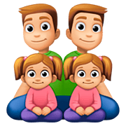 👨🏼‍👨🏼‍👧🏼‍👧🏼 Emoji Familie - Mann, Mann, Mädchen, Mädchen: mittelhelle Hautfarbe Facebook 4.0.