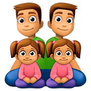 👨🏽‍👨🏽‍👧🏽‍👧🏽 Emoji Familie - Mann, Mann, Mädchen, Mädchen: mittlere Hautfarbe Facebook 4.0.