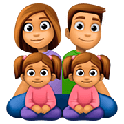 👨🏽‍👩🏽‍👧🏽‍👧🏽 Emoji Familie - Mann, Frau, Mädchen, Mädchen: mittlere Hautfarbe Facebook 4.0.