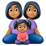 Emoji 👩🏾‍👩🏾‍👧🏾 Famiglia - Donna, Donna, Bambina: Carnagione Abbastanza Scura su Facebook 4.0.