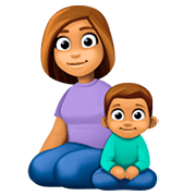 Emoji 👩🏽‍👦🏽 Famiglia - Donna, Bambino: Carnagione Olivastra su Facebook 4.0.