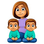 Emoji 👩🏽‍👦🏽‍👦🏽 Famiglia - Donna, Bambino, Bambino: Carnagione Olivastra su Facebook 4.0.