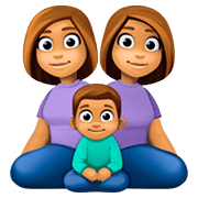 👩🏽‍👩🏽‍👦🏽 Emoji Familia - Mujer, Mujer, Niña, Bebé: Tono De Piel Medio en Facebook 4.0.