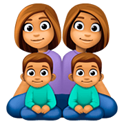 👩🏽‍👩🏽‍👦🏽‍👦🏽 Emoji Familia - Mujer, Mujer, Niño, Niño: Tono De Piel Medio en Facebook 4.0.