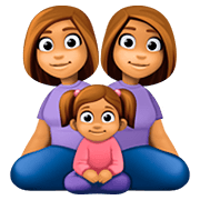 Emoji 👩🏽‍👩🏽‍👧🏽 Famiglia - Donna, Donna, Bambina: Carnagione Olivastra su Facebook 4.0.