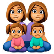 👩🏽‍👩🏽‍👧🏽‍👦🏽 Emoji Familia - Mujer, Mujer, Niña, Niño: Tono De Piel Medio en Facebook 4.0.