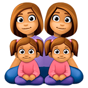👩🏽‍👩🏽‍👧🏽‍👧🏽 Emoji Familia - Mujer, Mujer, Niña, Niña: Tono De Piel Medio en Facebook 4.0.