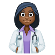 👩🏿‍⚕️ Emoji Mulher Profissional Da Saúde: Pele Escura na Facebook 4.0.