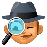 Emoji 🕵🏽‍♀️ Investigatrice: Carnagione Olivastra su Facebook 4.0.