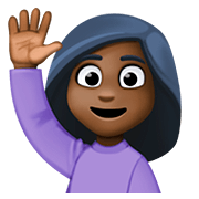 🙋🏿 Emoji Pessoa Levantando A Mão: Pele Escura na Facebook 4.0.