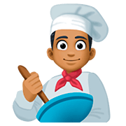 👨🏾‍🍳 Emoji Cozinheiro: Pele Morena Escura na Facebook 4.0.
