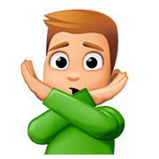 Emoji 🙅🏼‍♂️ Uomo Con Gesto Di Rifiuto: Carnagione Abbastanza Chiara su Facebook 4.0.