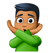 Emoji 🙅🏾‍♂️ Uomo Con Gesto Di Rifiuto: Carnagione Abbastanza Scura su Facebook 4.0.