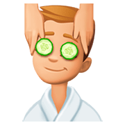 💆🏼‍♂️ Emoji Mann, der eine Kopfmassage bekommt: mittelhelle Hautfarbe Facebook 4.0.