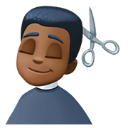 💇🏿‍♂️ Emoji Mann beim Haareschneiden: dunkle Hautfarbe Facebook 4.0.