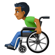 👨🏾‍🦽 Emoji Mann in manuellem Rollstuhl: mitteldunkle Hautfarbe Facebook 4.0.